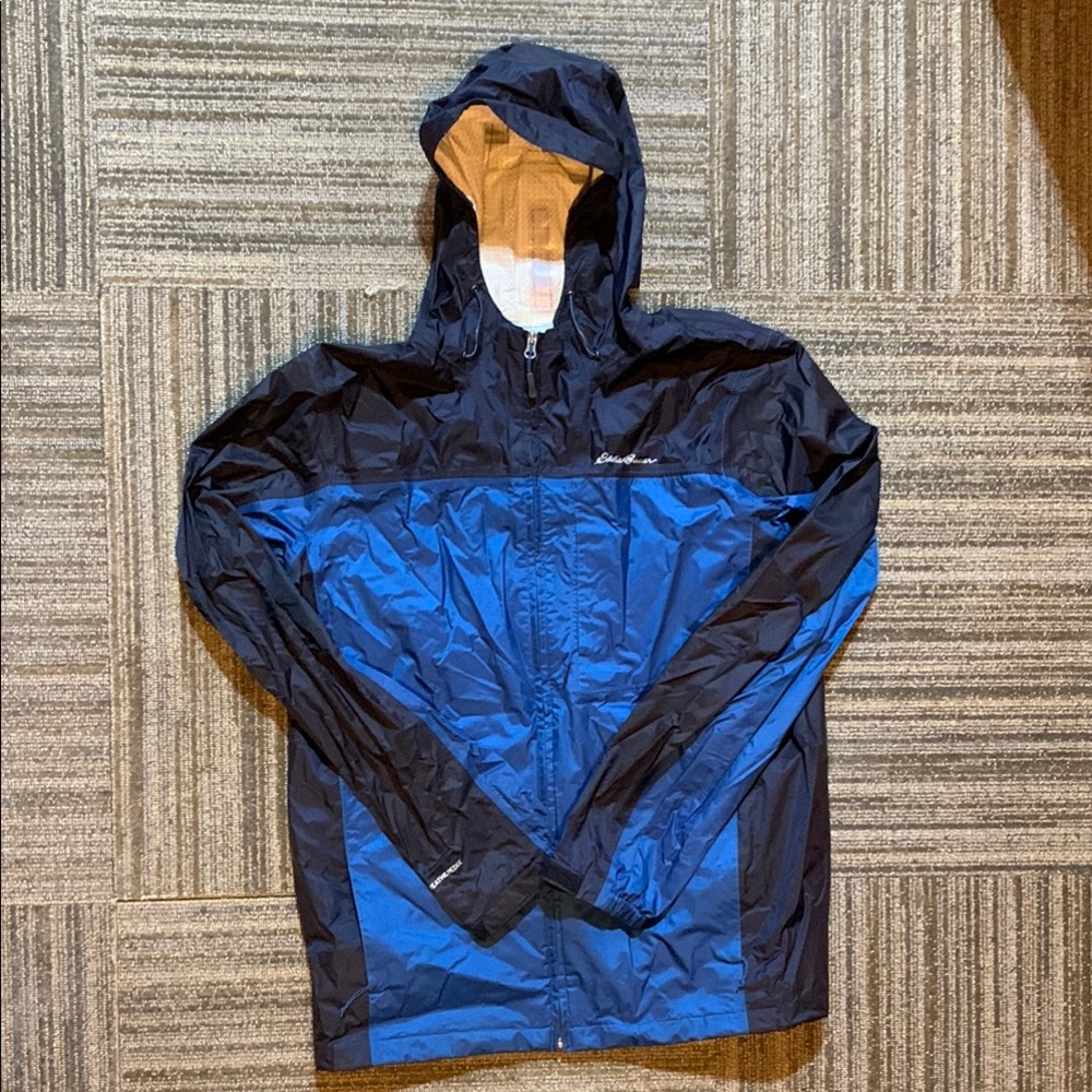 Eddie Bauer Tall Men's Blue Hooded Raincoat